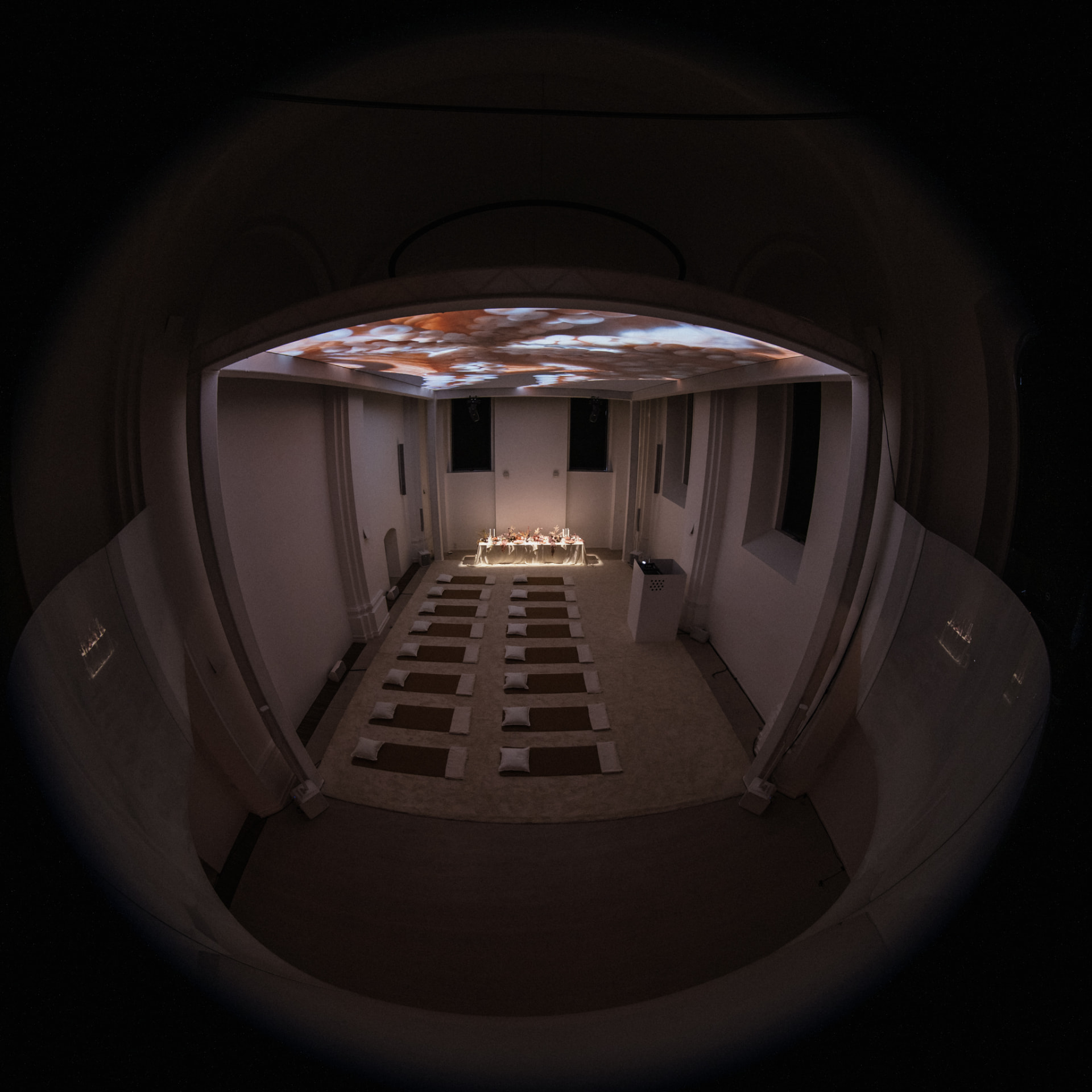 Fisheye view of the hall as the projection fades